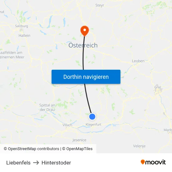 Liebenfels to Hinterstoder map