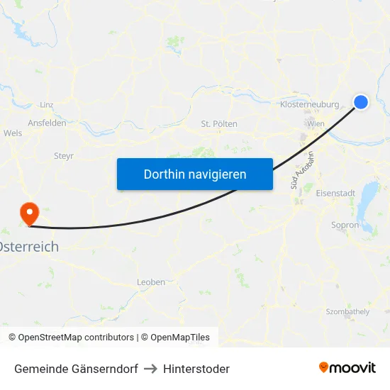 Gemeinde Gänserndorf to Hinterstoder map
