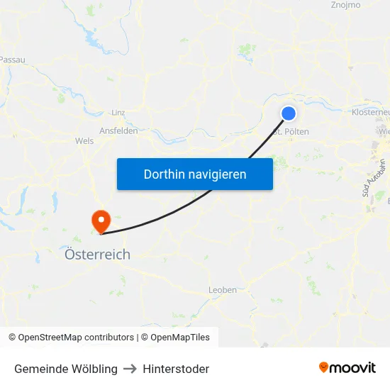 Gemeinde Wölbling to Hinterstoder map
