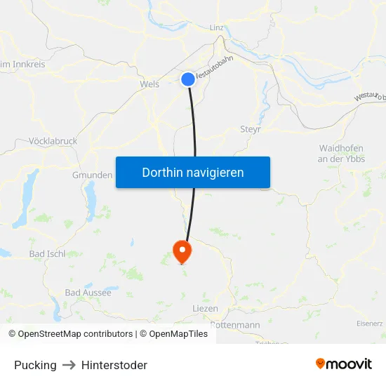 Pucking to Hinterstoder map