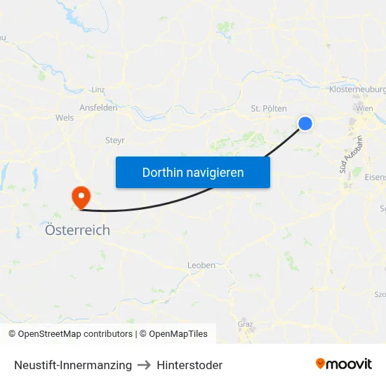 Neustift-Innermanzing to Hinterstoder map