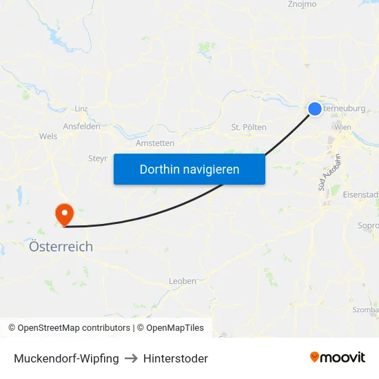 Muckendorf-Wipfing to Hinterstoder map