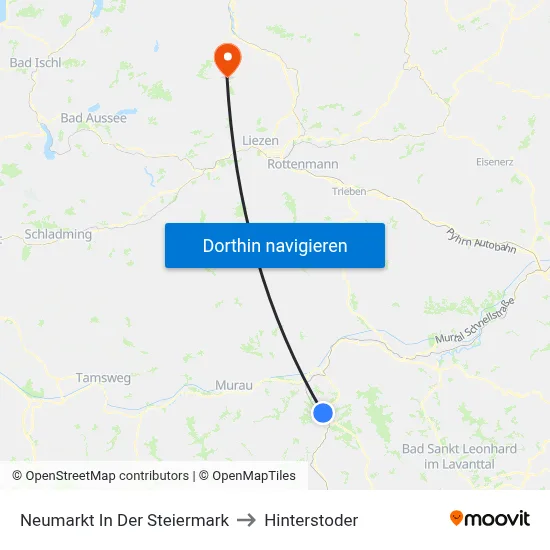 Neumarkt In Der Steiermark to Hinterstoder map