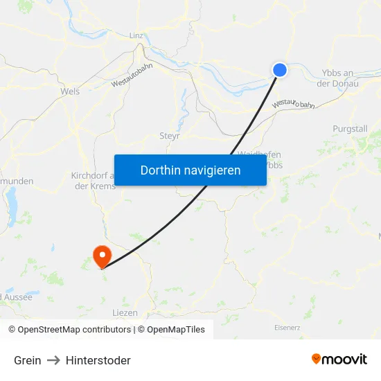 Grein to Hinterstoder map