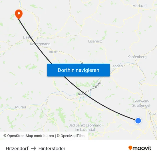Hitzendorf to Hinterstoder map