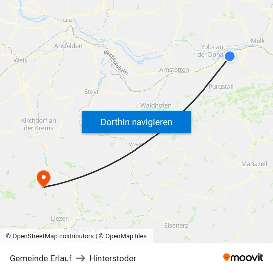 Gemeinde Erlauf to Hinterstoder map
