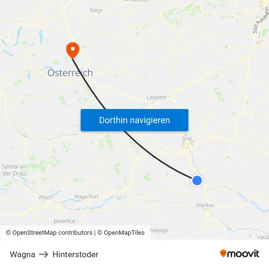Wagna to Hinterstoder map