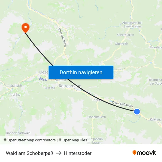 Wald am Schoberpaß to Hinterstoder map