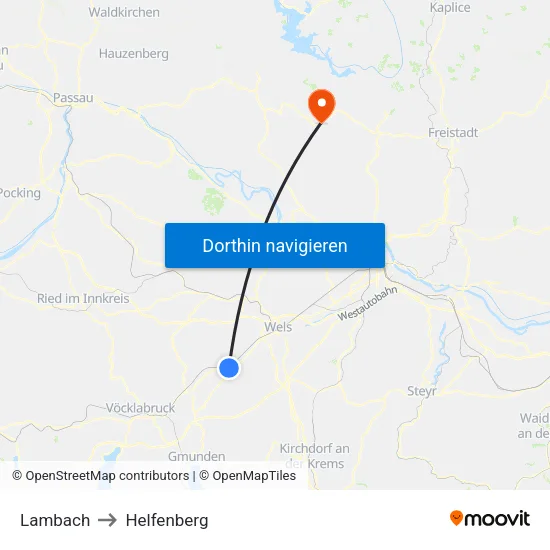 Lambach to Helfenberg map