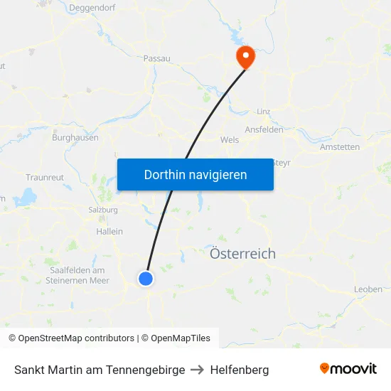 Sankt Martin am Tennengebirge to Helfenberg map