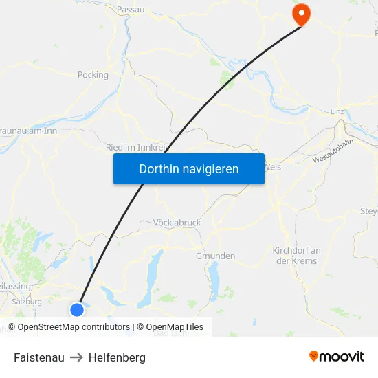 Faistenau to Helfenberg map