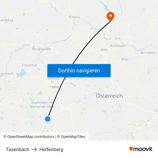Taxenbach to Helfenberg map