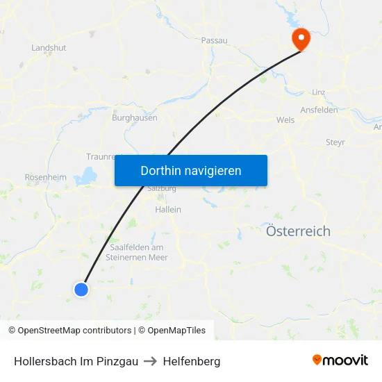 Hollersbach Im Pinzgau to Helfenberg map