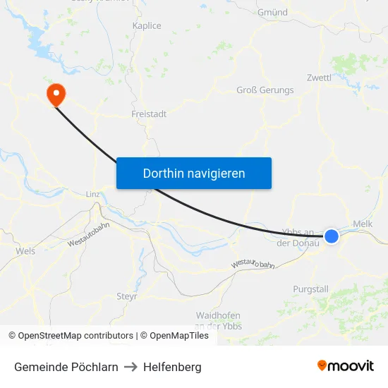 Gemeinde Pöchlarn to Helfenberg map