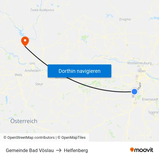 Gemeinde Bad Vöslau to Helfenberg map