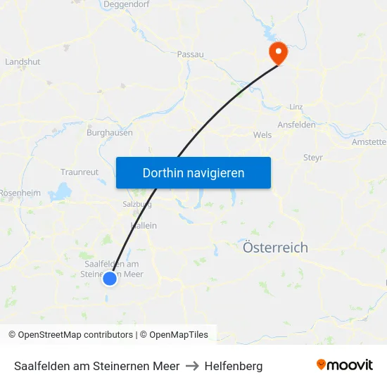 Saalfelden am Steinernen Meer to Helfenberg map