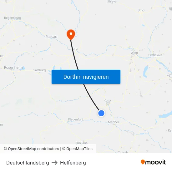 Deutschlandsberg to Helfenberg map