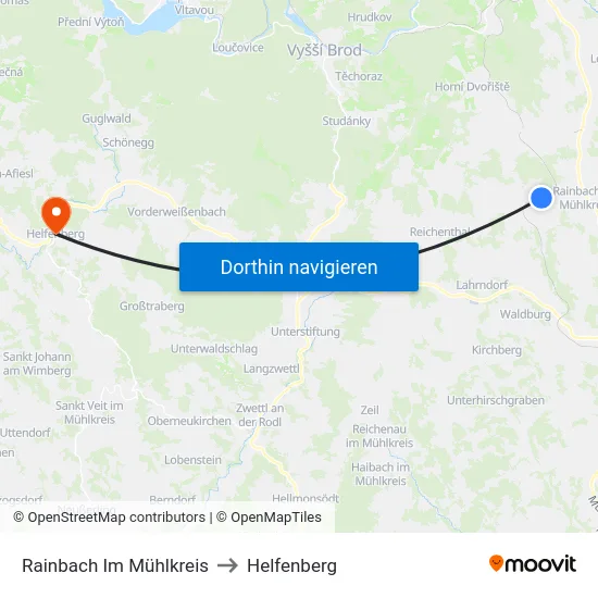 Rainbach Im Mühlkreis to Helfenberg map