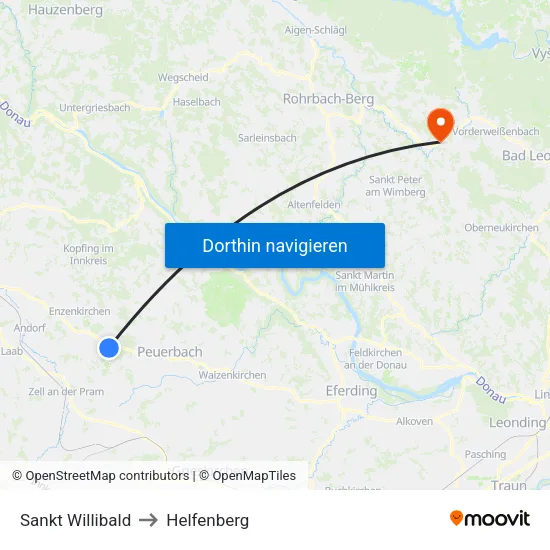 Sankt Willibald to Helfenberg map
