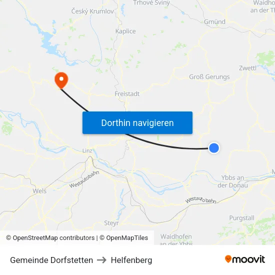 Gemeinde Dorfstetten to Helfenberg map