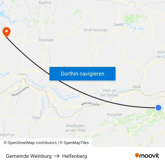 Gemeinde Weinburg to Helfenberg map