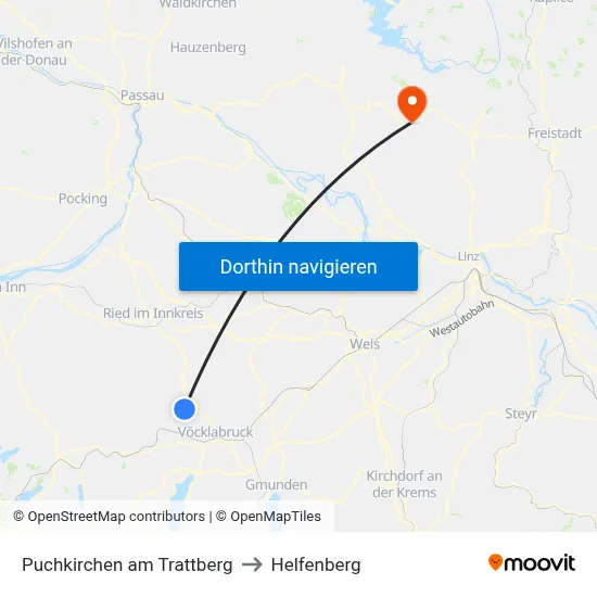 Puchkirchen am Trattberg to Helfenberg map