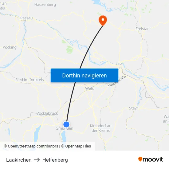 Laakirchen to Helfenberg map