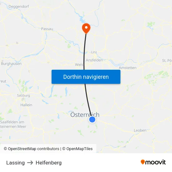 Lassing to Helfenberg map