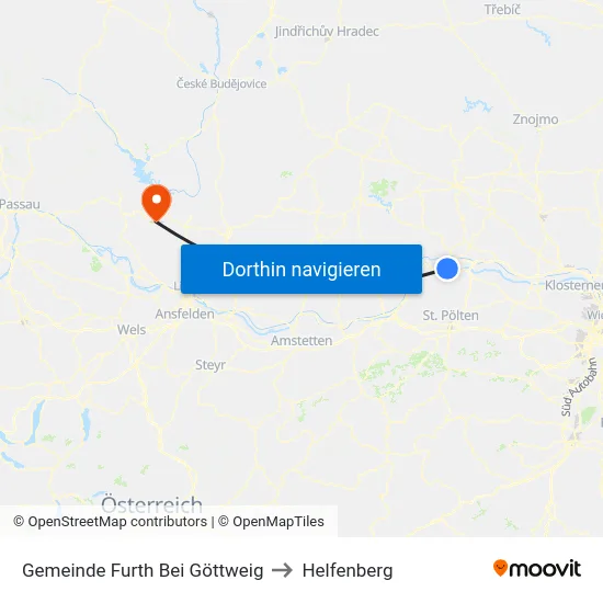 Gemeinde Furth Bei Göttweig to Helfenberg map