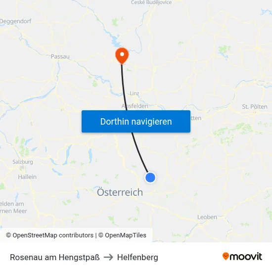 Rosenau am Hengstpaß to Helfenberg map