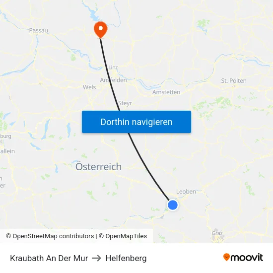 Kraubath An Der Mur to Helfenberg map