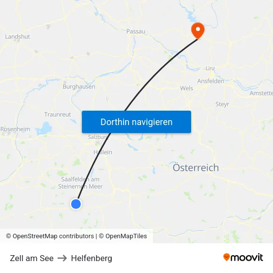 Zell am See to Helfenberg map