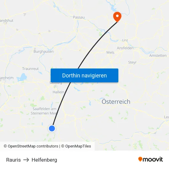Rauris to Helfenberg map