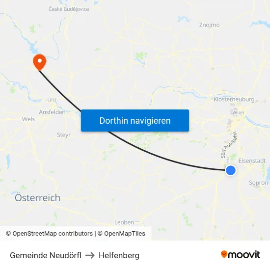 Gemeinde Neudörfl to Helfenberg map