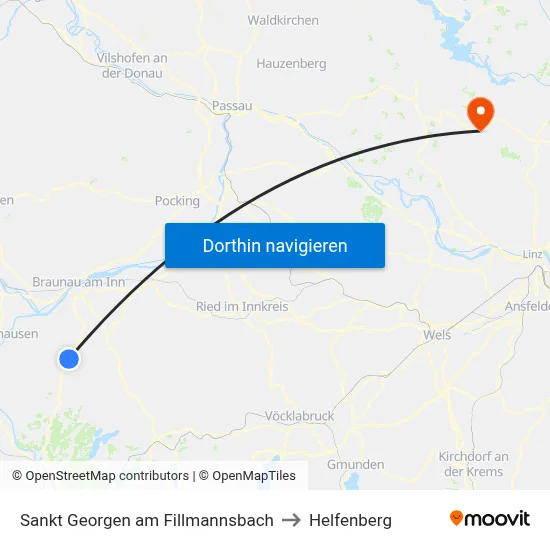 Sankt Georgen am Fillmannsbach to Helfenberg map