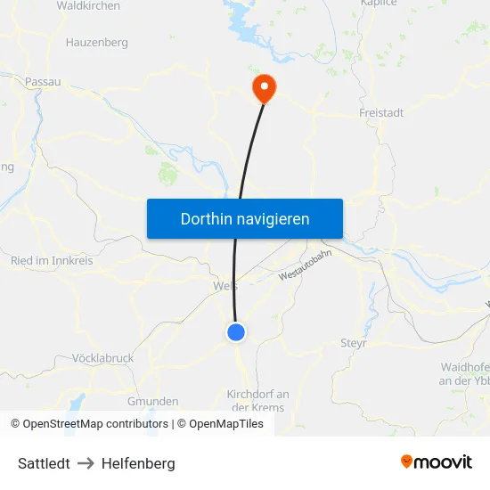 Sattledt to Helfenberg map