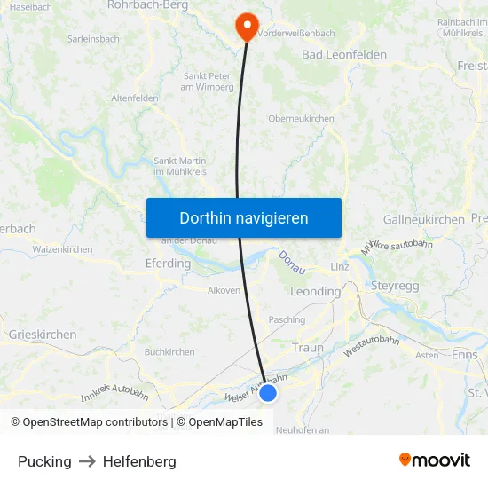 Pucking to Helfenberg map