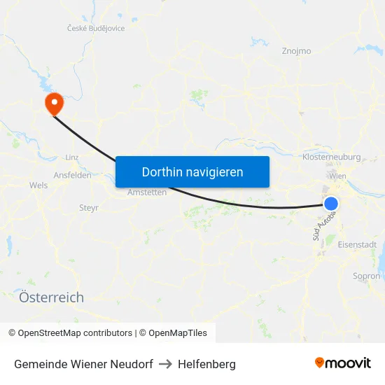 Gemeinde Wiener Neudorf to Helfenberg map