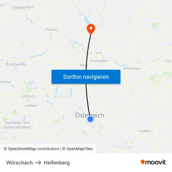 Wörschach to Helfenberg map