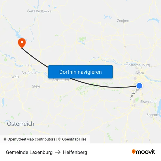 Gemeinde Laxenburg to Helfenberg map