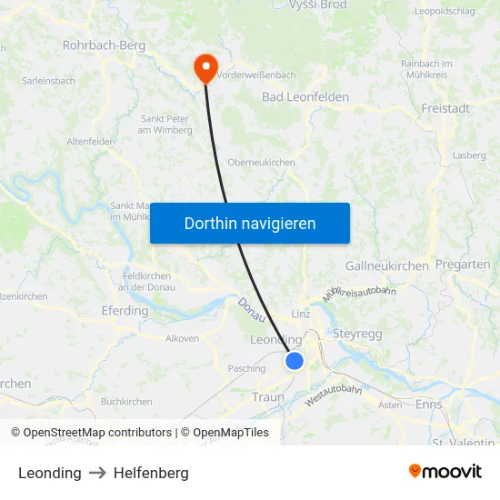 Leonding to Helfenberg map