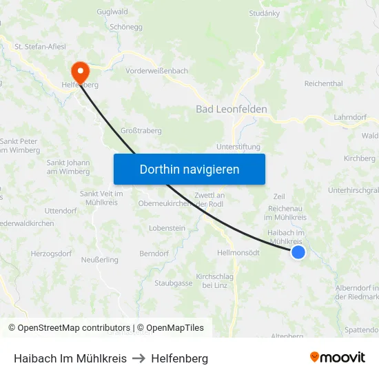 Haibach Im Mühlkreis to Helfenberg map