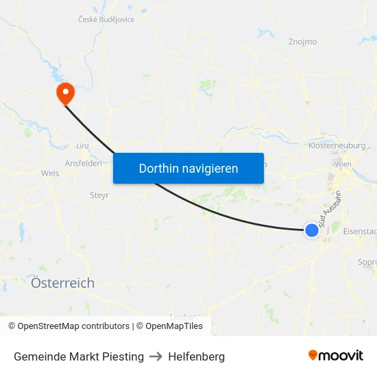 Gemeinde Markt Piesting to Helfenberg map