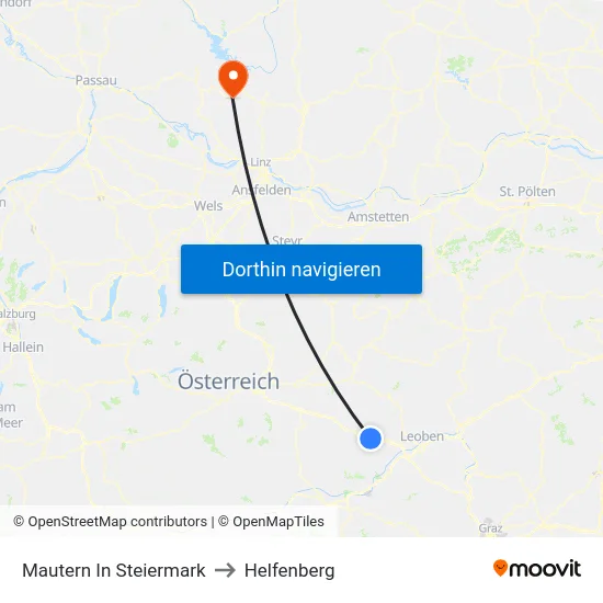 Mautern In Steiermark to Helfenberg map