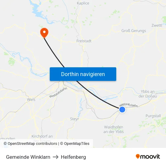 Gemeinde Winklarn to Helfenberg map