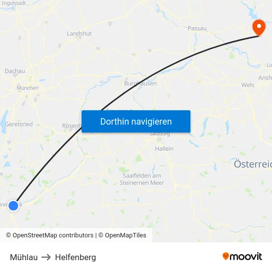 Mühlau to Helfenberg map