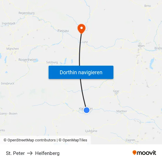 St. Peter to Helfenberg map