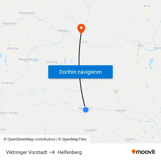 Viktringer Vorstadt to Helfenberg map