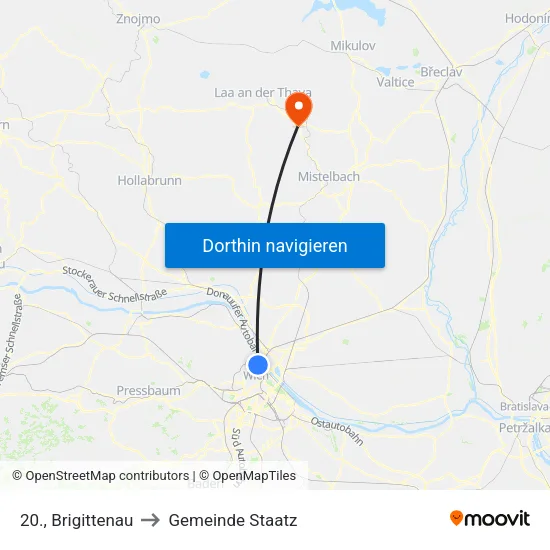 20., Brigittenau to Gemeinde Staatz map