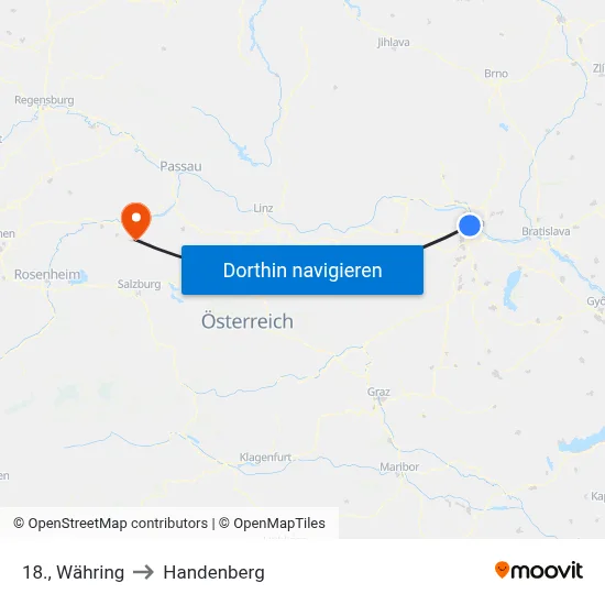 18., Währing to Handenberg map